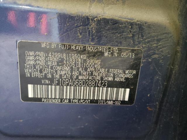 Photo 10 from auction – 2013 SUBARU IMPREZA LI with VIN JF1GPAG68D2887423