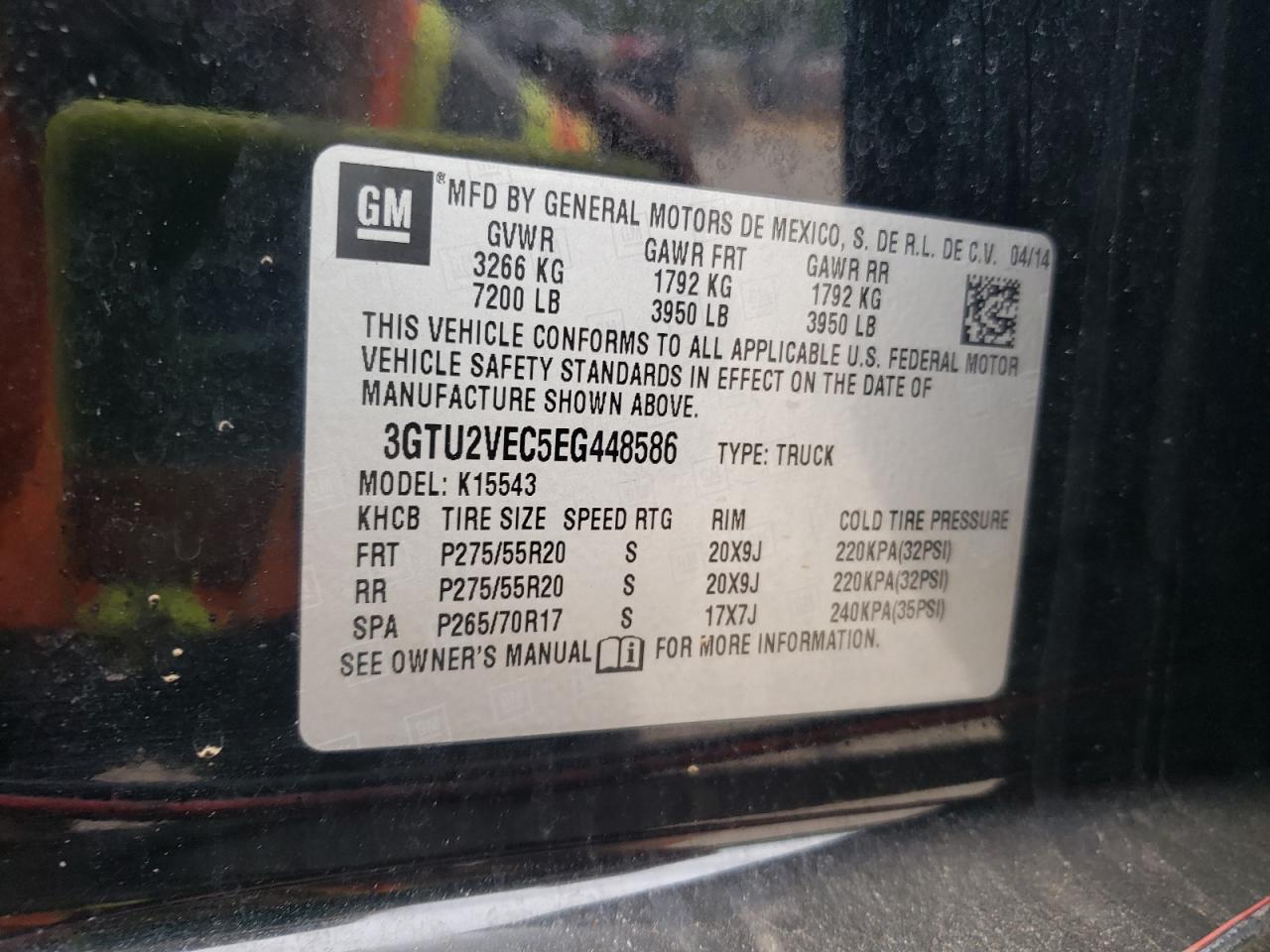 Photo 10 from auction – 2014 GMC SIERRA K15 with VIN 3GTU2VEC5EG448586