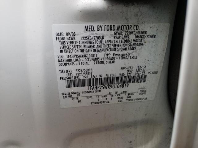 Photo 10 from auction – 2009 FORD TAURUS LIM with VIN 1FAHP25WX9G104819