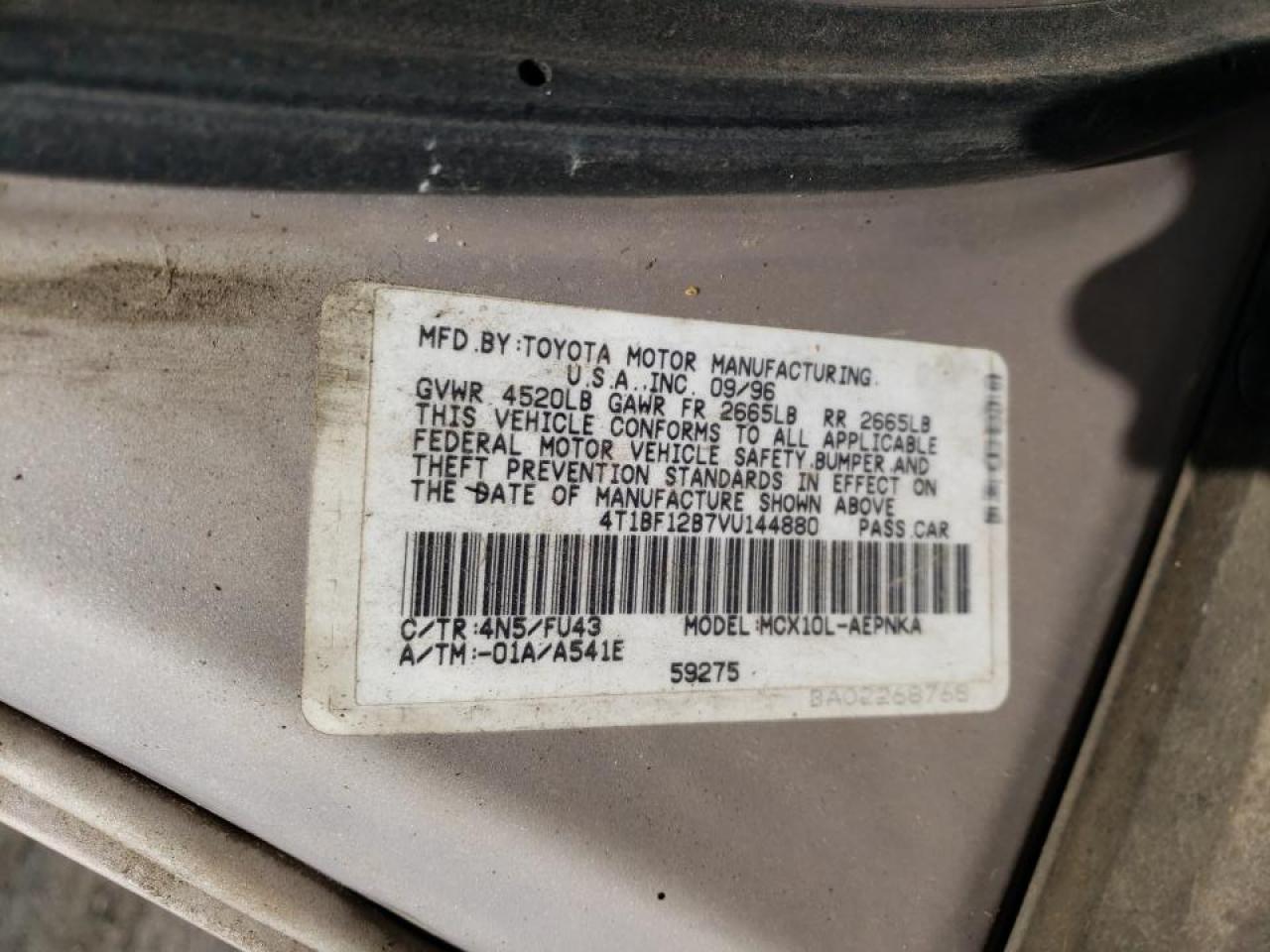Photo 10 from auction – 1997 TOYOTA AVALON XL with VIN 4T1BF12B7VU144880