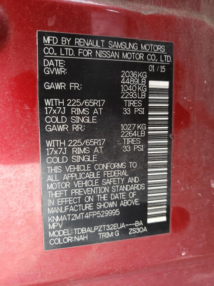 Photo 10 from auction – 2015 NISSAN ROGUE S with VIN KNMAT2MT4FP529995
