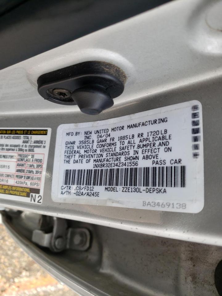 Photo 10 from auction – 2004 TOYOTA COROLLA CE with VIN 1NXBR32E34Z341556