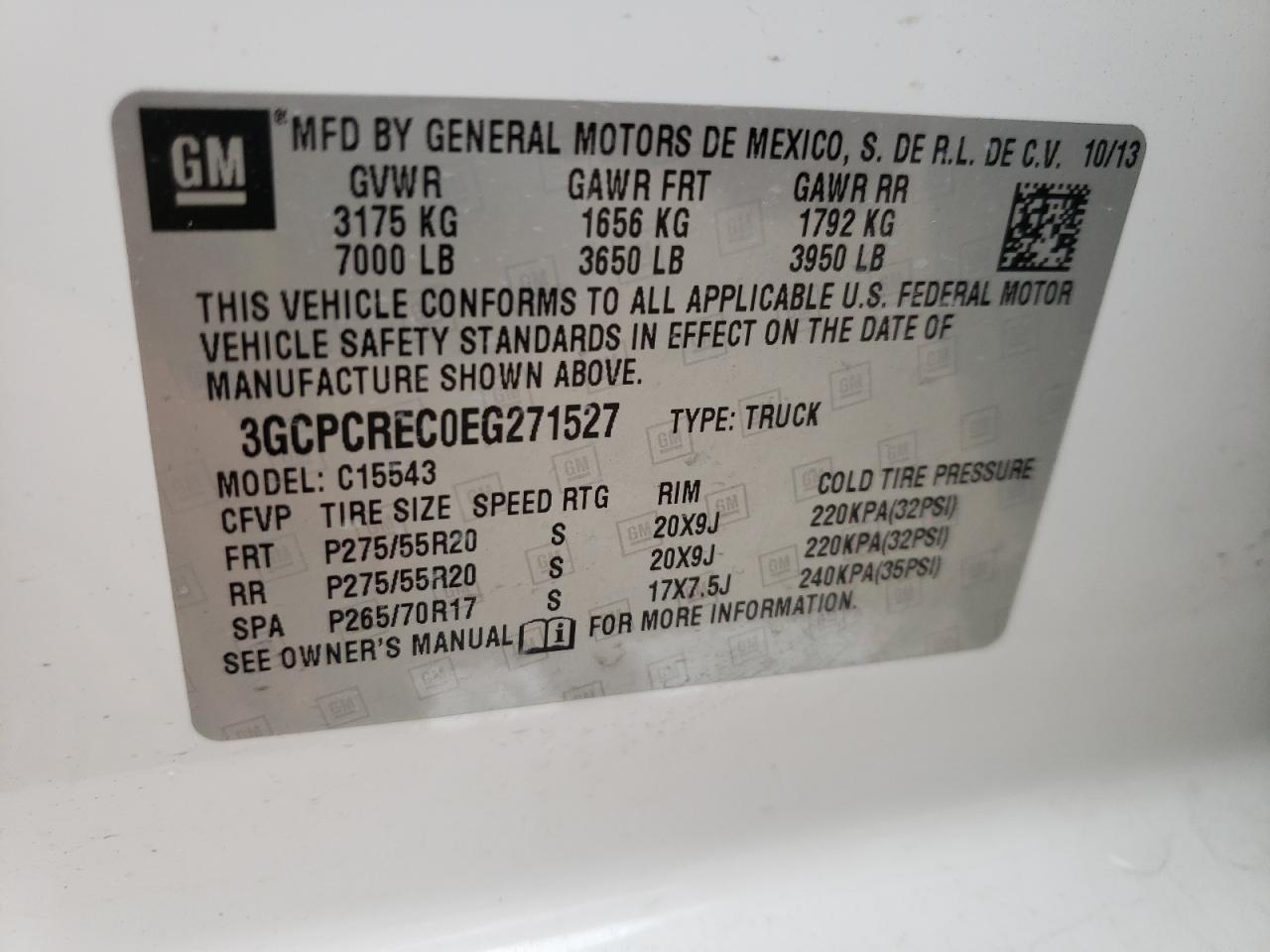 Photo 10 from auction – 2014 CHEVROLET SILVERADO with VIN 3GCPCREC0EG271527