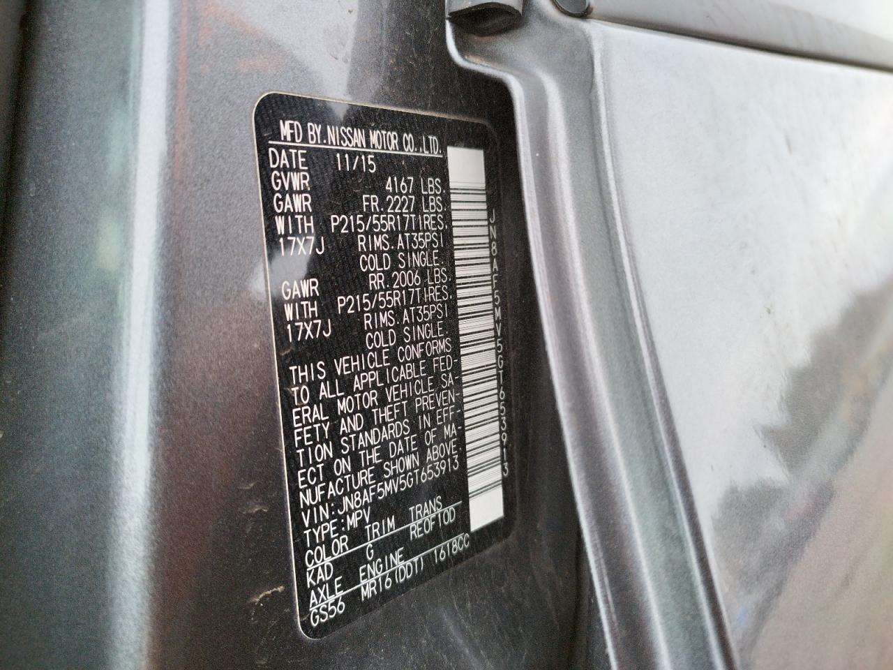 Photo 10 from auction – 2016 NISSAN JUKE S with VIN JN8AF5MV5GT653913