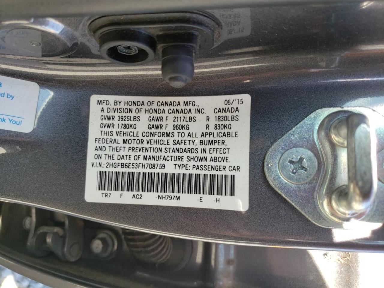 Photo 10 from auction – 2015 HONDA CIVIC SI with VIN 2HGFB6E53FH708759