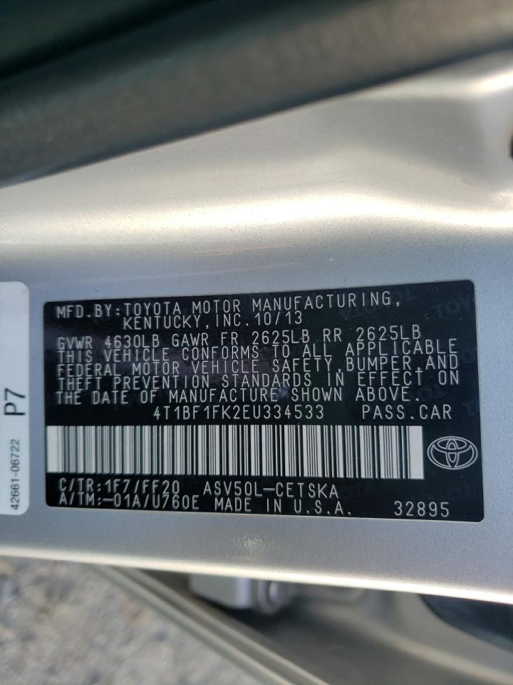 Photo 10 from auction – 2014 TOYOTA CAMRY L with VIN 4T1BF1FK2EU334533