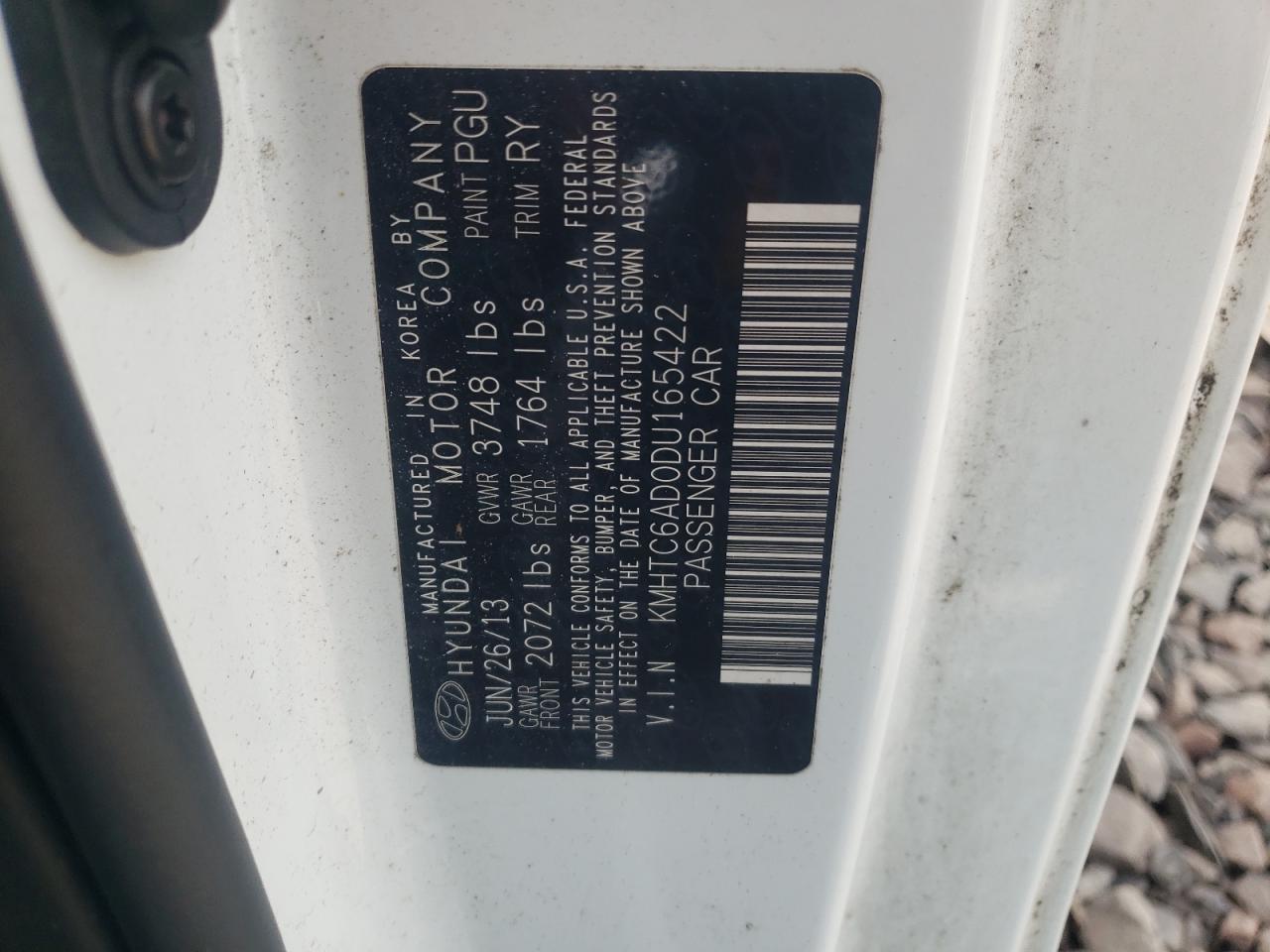 Photo 10 from auction – 2013 HYUNDAI VELOSTER with VIN KMHTC6AD0DU165422