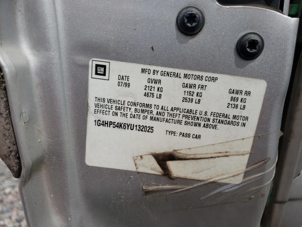 Photo 10 from auction – 2000 BUICK LESABRE CU with VIN 1G4HP54K6YU132025