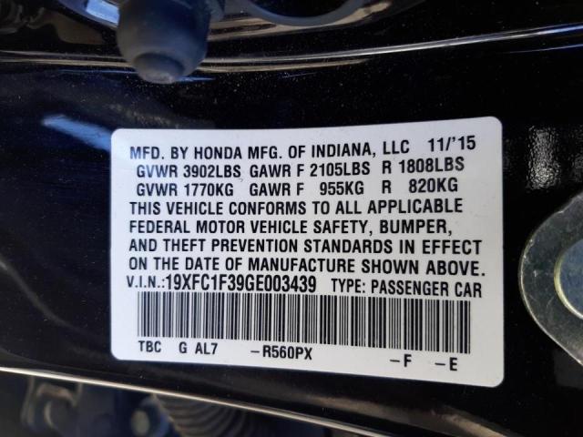 Photo 10 from auction – 2016 HONDA CIVIC EX with VIN 19XFC1F39GE003439
