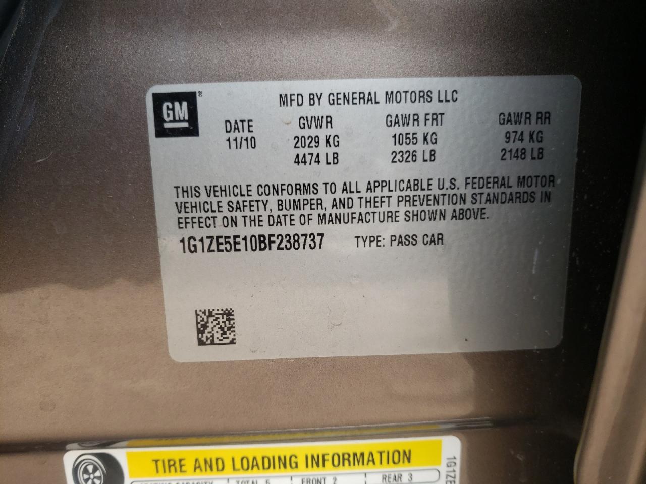 Photo 10 from auction – 2011 CHEVROLET MALIBU LTZ with VIN 1G1ZE5E10BF238737