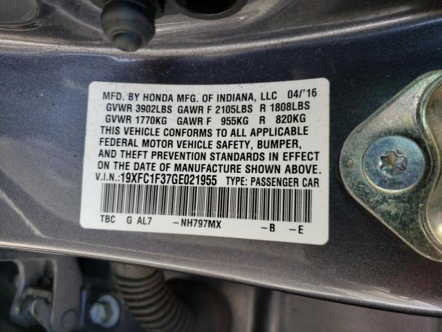 Photo 10 from auction – 2016 HONDA CIVIC EX with VIN 19XFC1F37GE021955