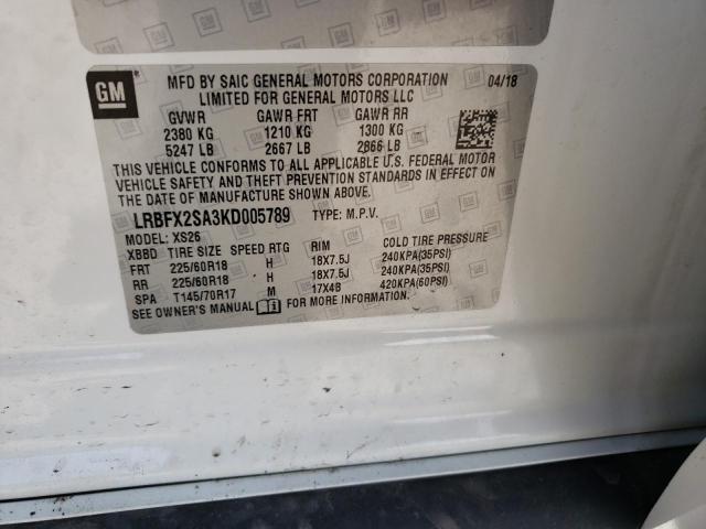 Photo 10 from auction – 2019 BUICK ENVISION E with VIN LRBFX2SA3KD005789