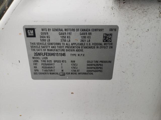 Photo 10 from auction – 2017 CHEVROLET EQUINOX LT with VIN 2GNFLFE36H6151846