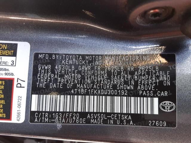 Photo 10 from auction – 2013 TOYOTA CAMRY L with VIN 4T1BF1FKXDU300192