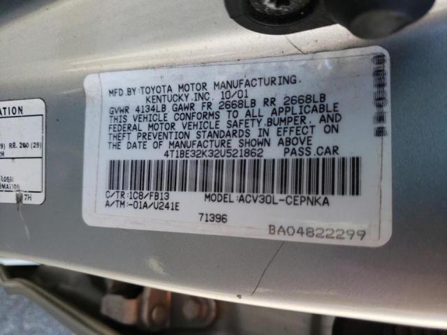 Photo 10 from auction – 2002 TOYOTA CAMRY LE with VIN 4T1BE32K32U521862
