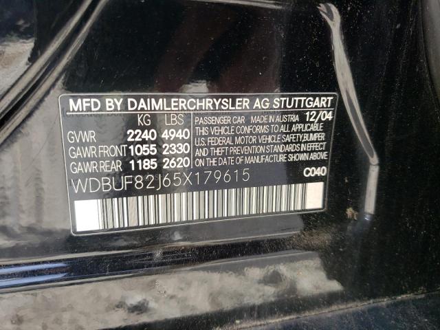 Photo 10 from auction – 2005 MERCEDES-BENZ E-CLASS with VIN WDBUF82J65X179615