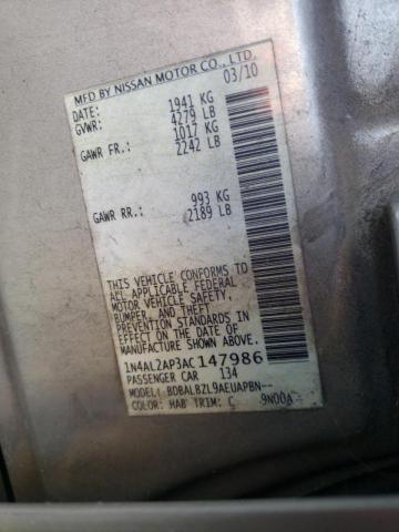 Photo 10 from auction – 2010 NISSAN ALTIMA BAS with VIN 1N4AL2AP3AC147986