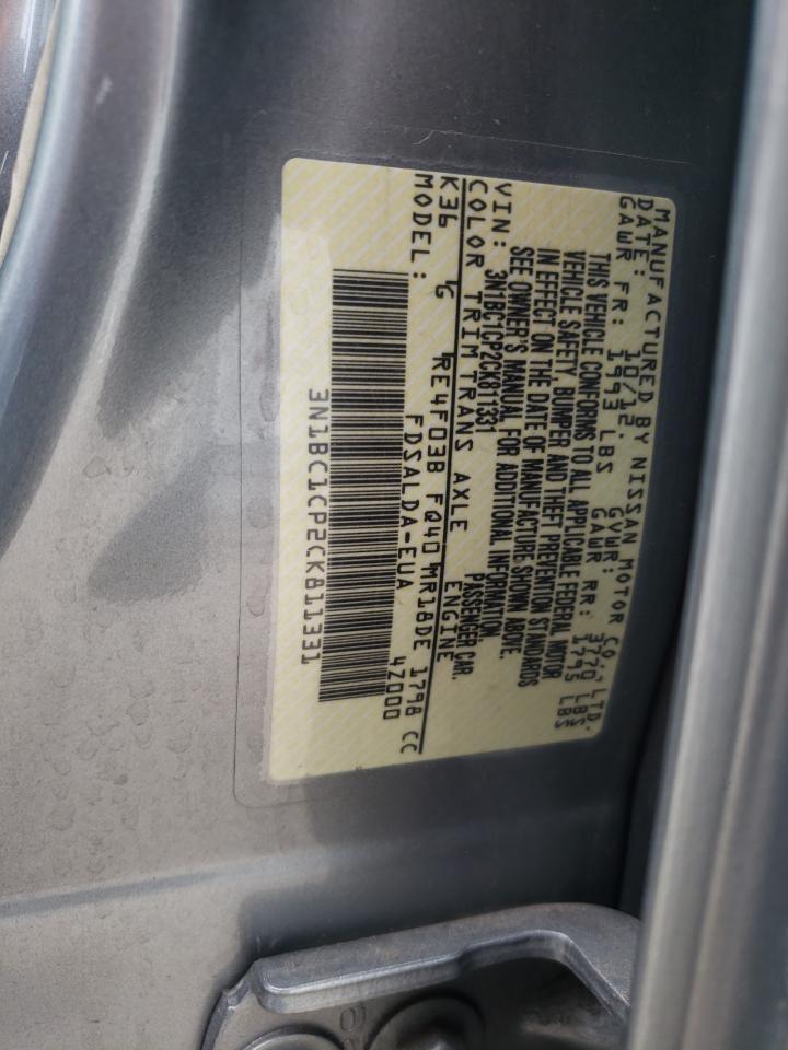 Photo 10 from auction – 2012 NISSAN VERSA S with VIN 3N1BC1CP2CK811331