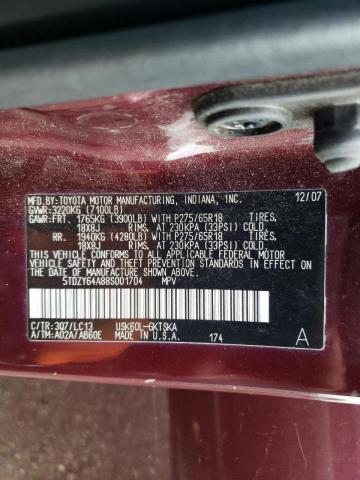 Photo 10 from auction – 2008 TOYOTA SEQUOIA SR with VIN 5TDZY64A88S001704
