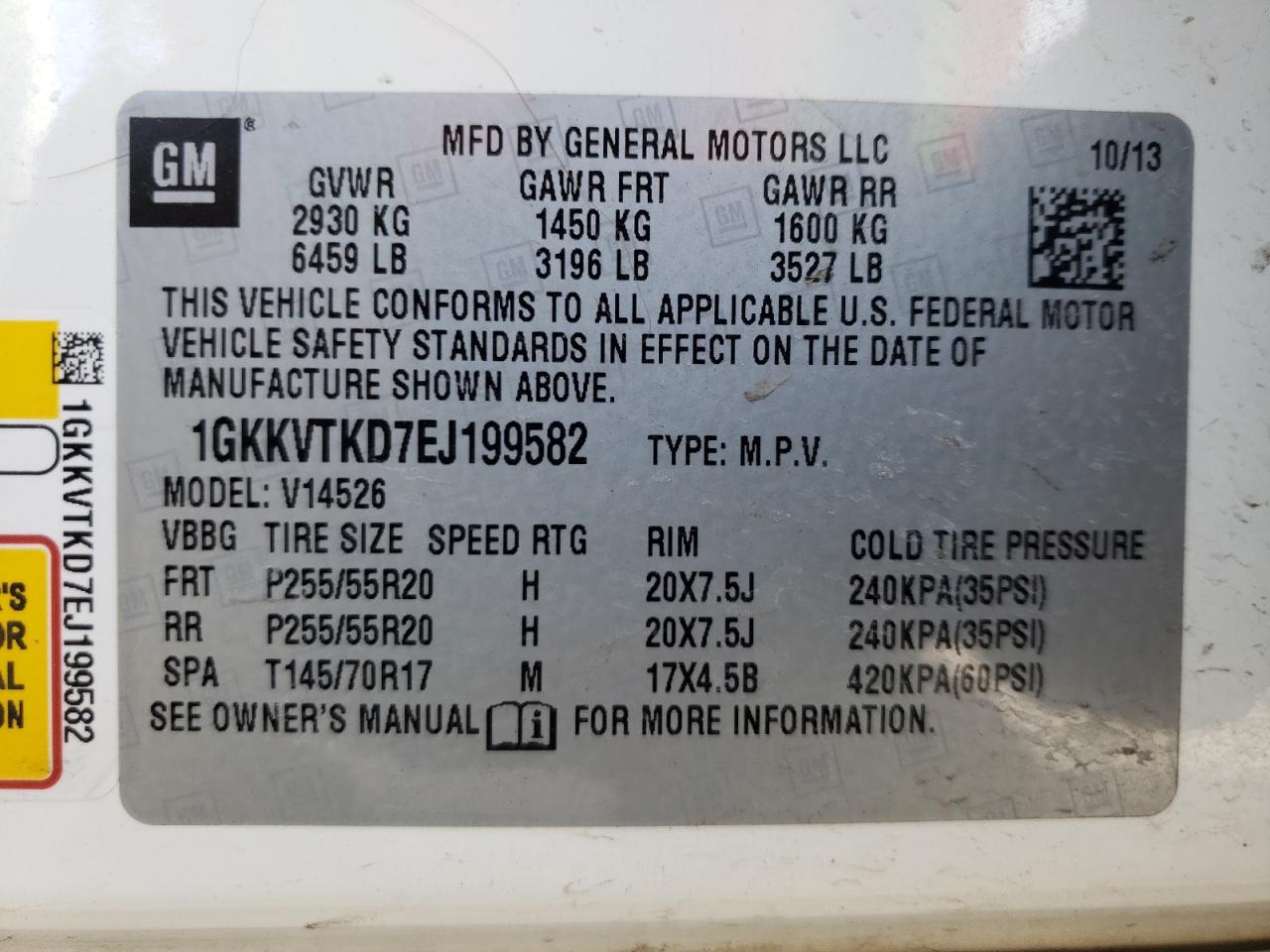 Photo 10 from auction – 2014 GMC ACADIA DEN with VIN 1GKKVTKD7EJ199582