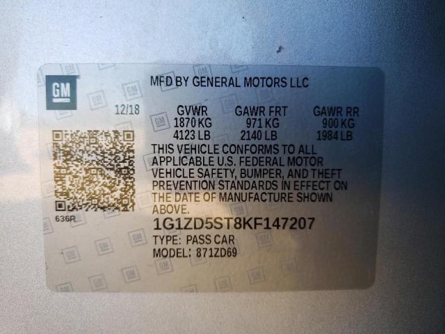 Photo 10 from auction – 2019 CHEVROLET MALIBU LT with VIN 1G1ZD5ST8KF147207
