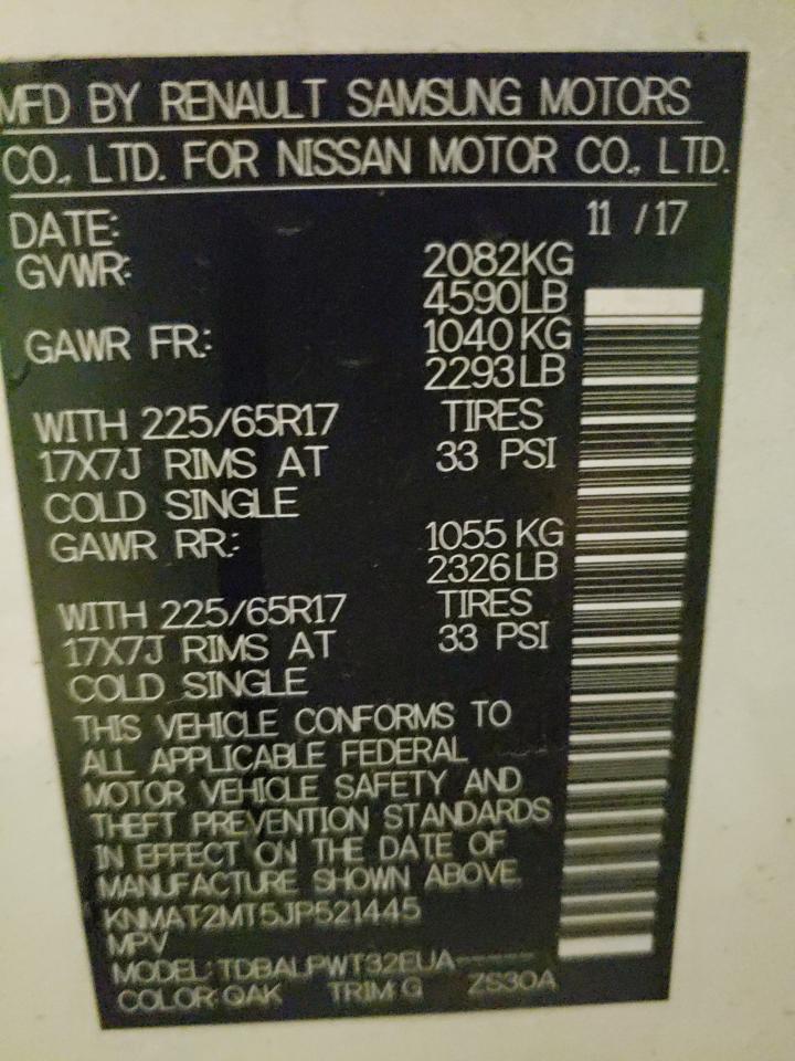 Photo 10 from auction – 2018 NISSAN ROGUE S with VIN KNMAT2MT5JP521445