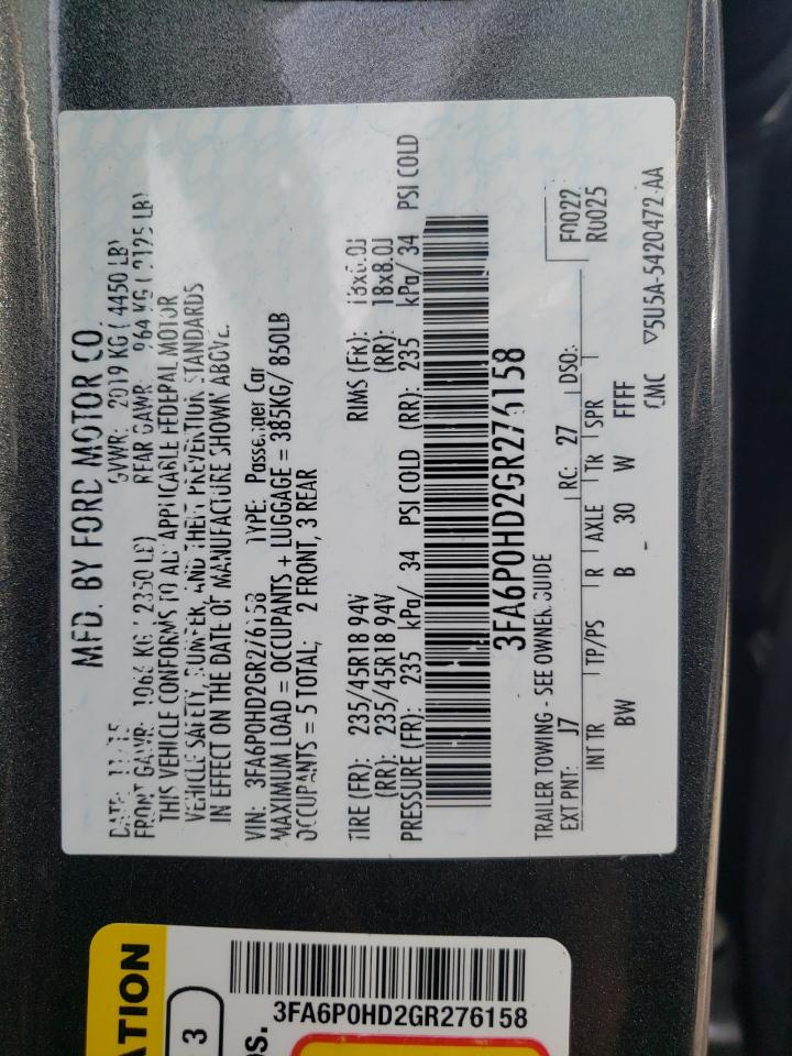 Photo 10 from auction – 2016 FORD FUSION SE with VIN 3FA6P0HD2GR276158