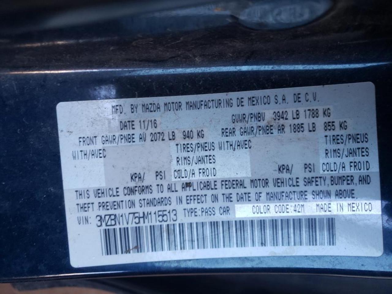 Photo 10 from auction – 2017 MAZDA 3 TOURING with VIN 3MZBN1V75HM115513