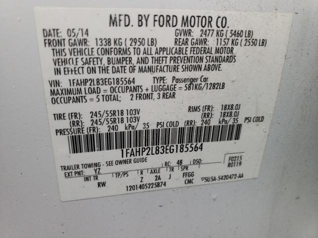 Photo 10 from auction – 2014 FORD TAURUS POL with VIN 1FAHP2L83EG185564