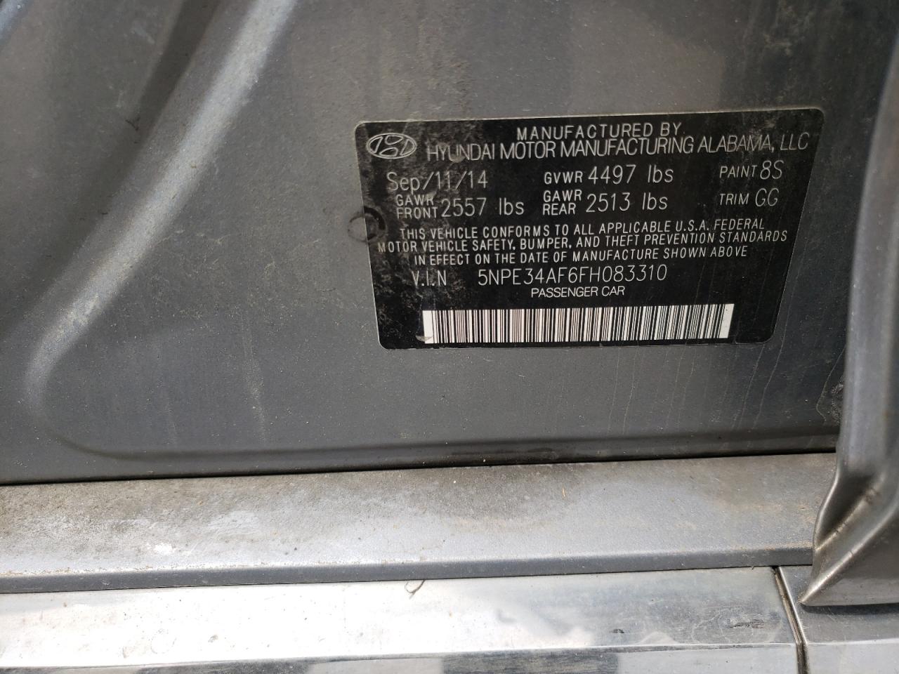 Photo 10 from auction – 2015 HYUNDAI SONATA SPO with VIN 5NPE34AF6FH083310