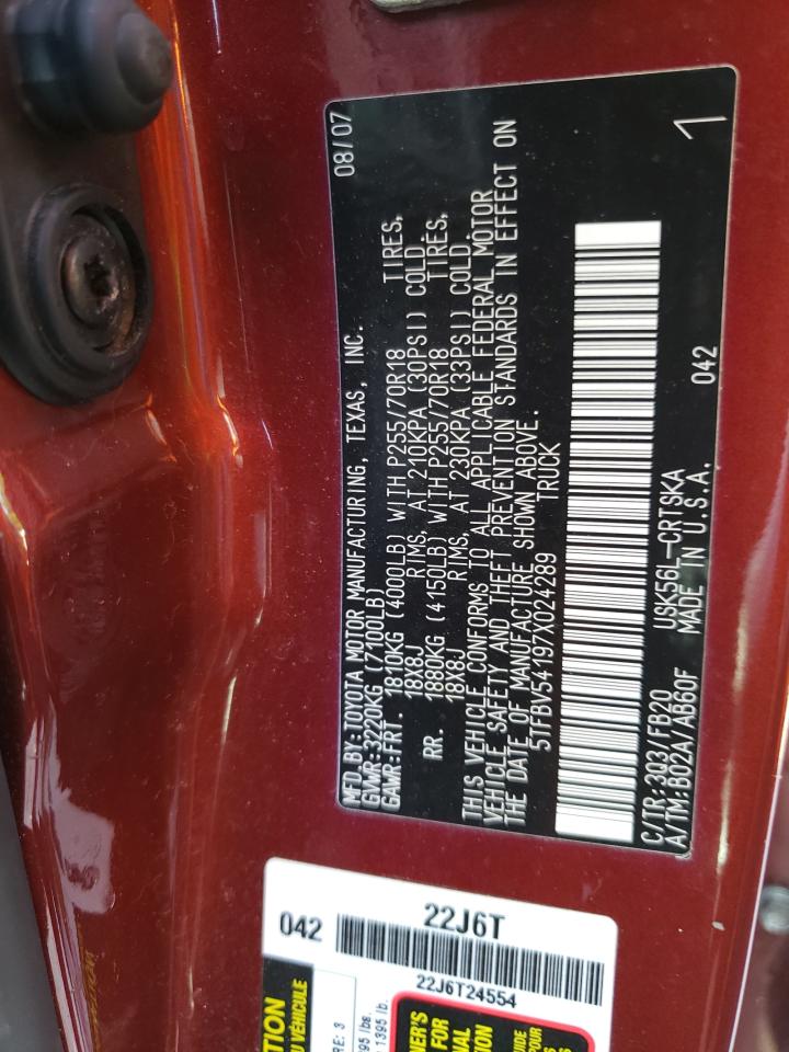 Photo 10 from auction – 2007 TOYOTA TUNDRA DOU with VIN 5TFBV54197X024289