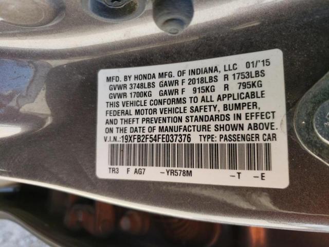 Photo 10 from auction – 2015 HONDA CIVIC LX with VIN 19XFB2F54FE037376