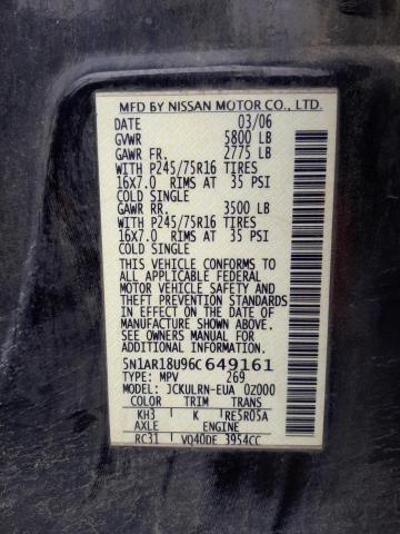 Photo 10 from auction – 2006 NISSAN PATHFINDER with VIN 5N1AR18U96C649161