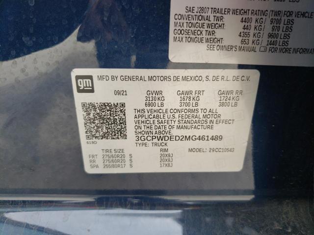 Photo 10 from auction – 2021 CHEVROLET SILVERADO with VIN 3GCPWDED2MG461489
