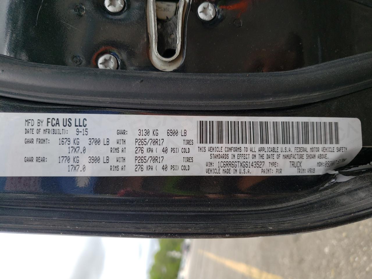Photo 10 from auction – 2016 RAM 1500 SLT with VIN 1C6RR6GTXGS143527