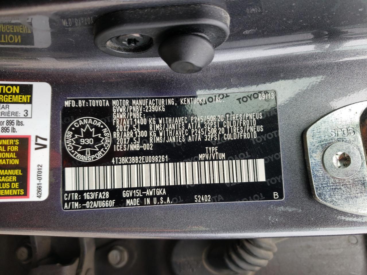 Zdjęcie 10 z aukcji – 2014 TOYOTA VENZA LE z VIN 4T3BK3BB2EU098261