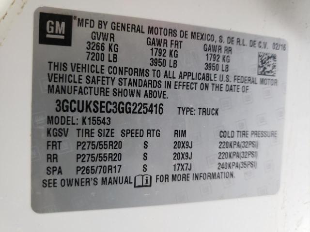 Photo 10 from auction – 2016 CHEVROLET SILVERADO with VIN 3GCUKSEC3GG225416