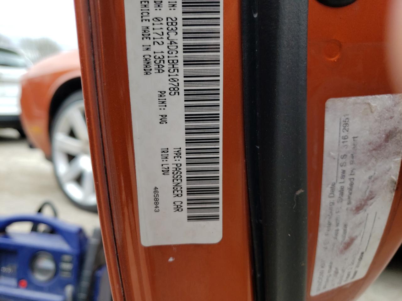Photo 10 from auction – 2011 DODGE CHALLENGER with VIN 2B3CJ4DG1BH510785