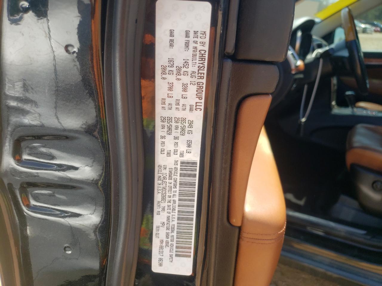 Photo 10 from auction – 2013 JEEP GRAND CHER with VIN 1C4RJECT0DC526821