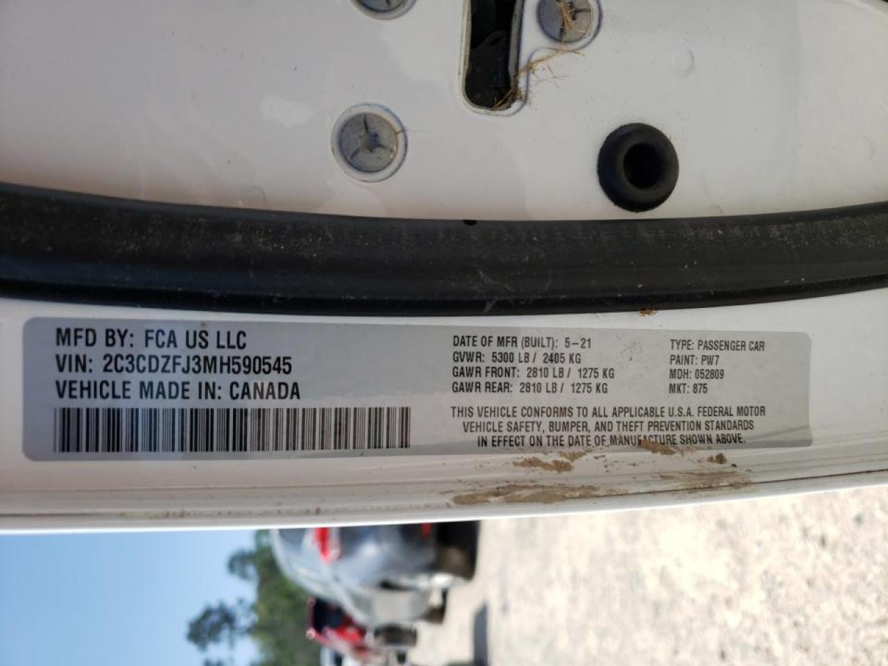 Photo 10 from auction – 2021 DODGE CHALLENGER with VIN 2C3CDZFJ3MH590545