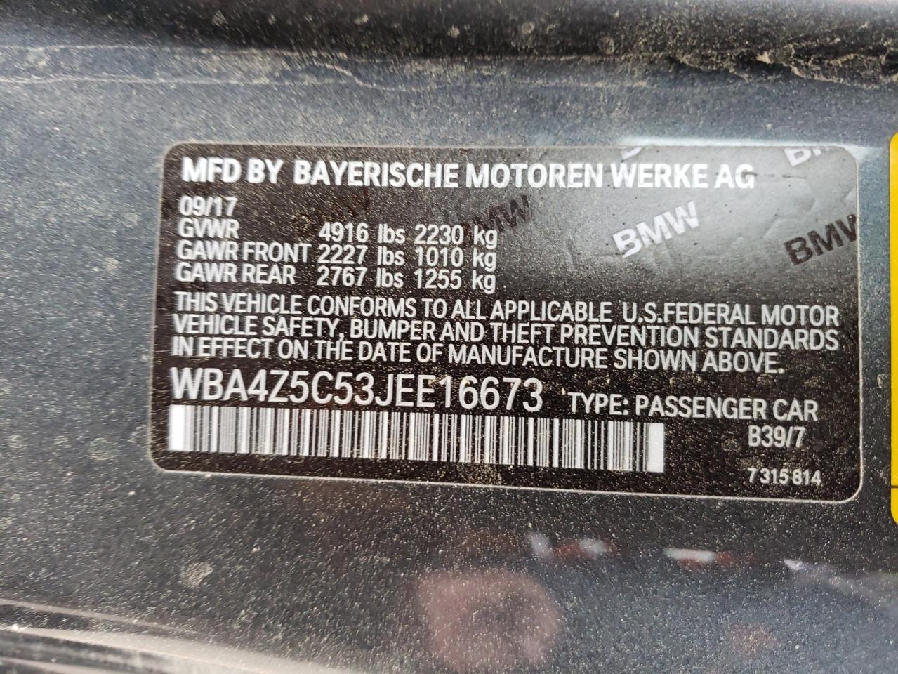 Photo 10 from auction – 2018 BMW 440I with VIN WBA4Z5C53JEE16673