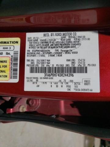 Photo 10 from auction – 2013 FORD FUSION SE with VIN 3FA6P0H74DR244396