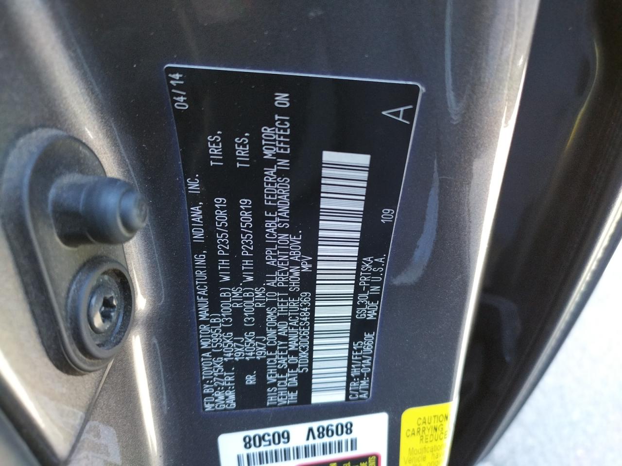 Photo 10 from auction – 2014 TOYOTA SIENNA SPO with VIN 5TDXK3DC6ES484369