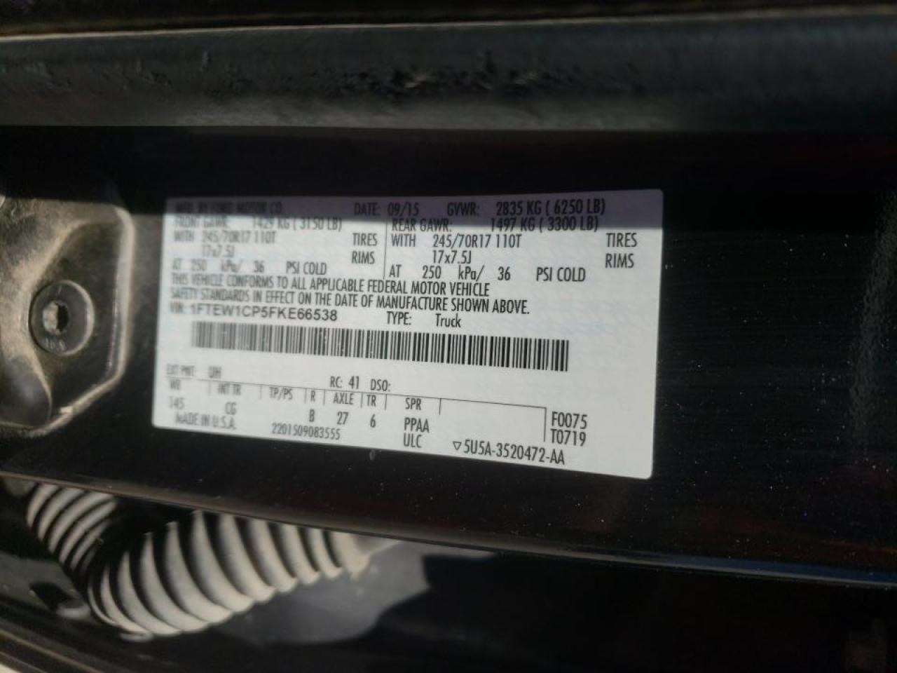 Photo 10 from auction – 2015 FORD F150 SUPER with VIN 1FTEW1CP5FKE66538