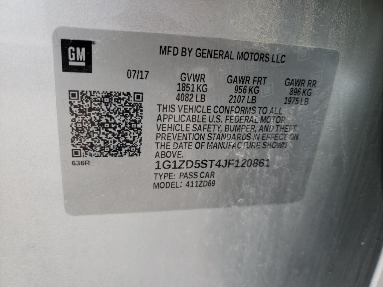Photo 10 from auction – 2018 CHEVROLET MALIBU LT with VIN 1G1ZD5ST4JF120861