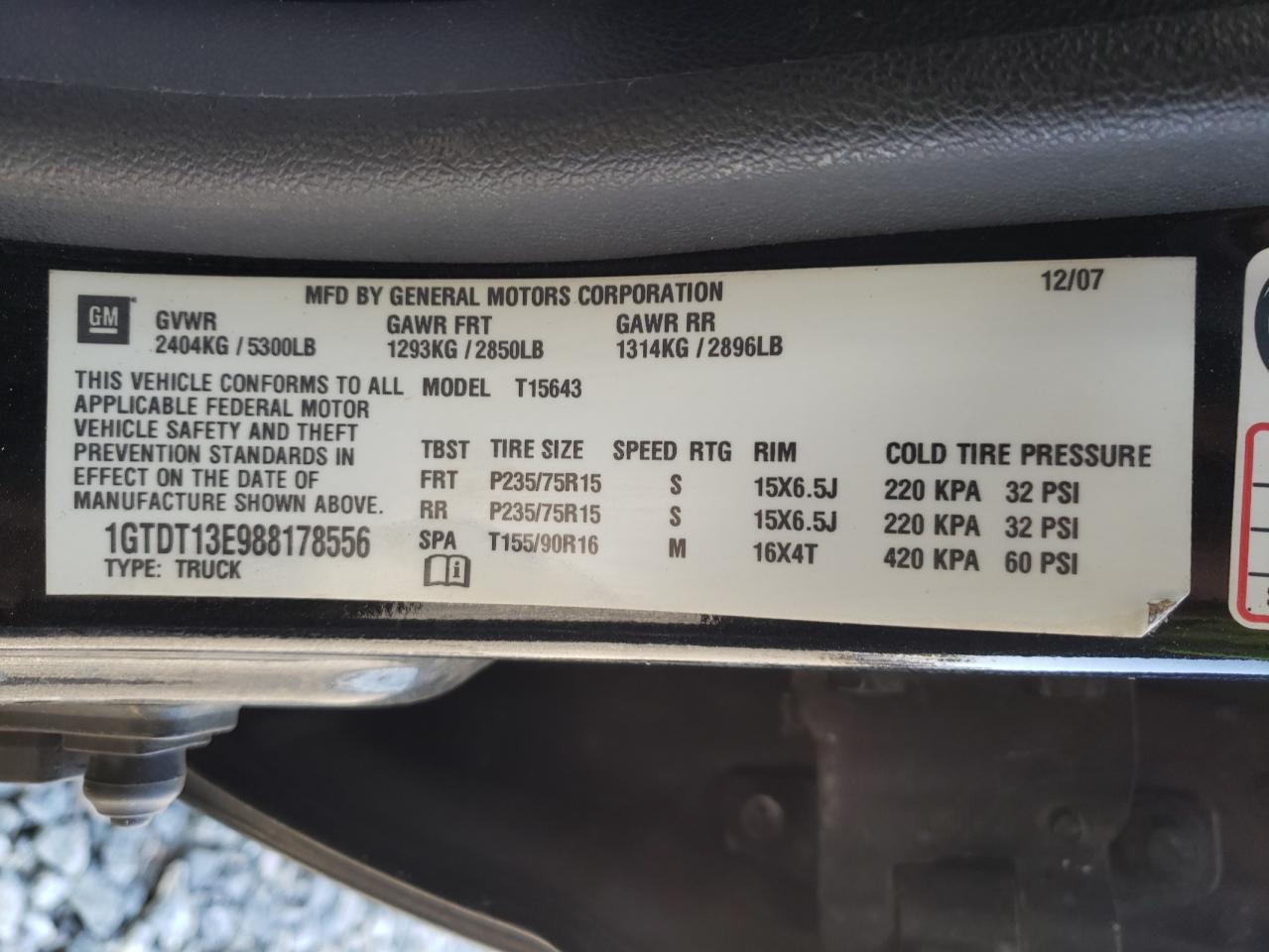 Photo 10 from auction – 2008 GMC CANYON with VIN 1GTDT13E988178556