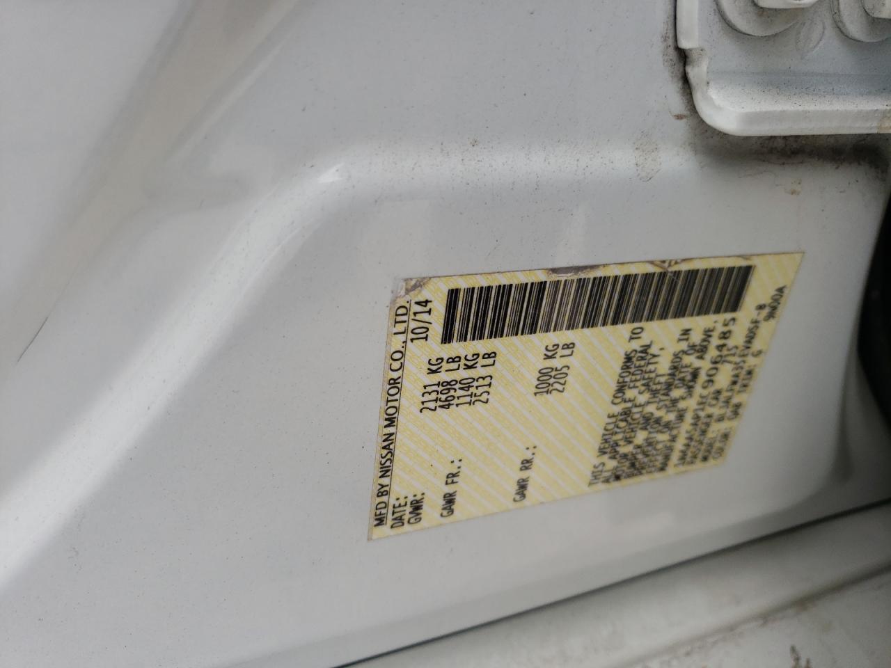 Photo 10 from auction – 2014 NISSAN MAXIMA S with VIN 1N4AA5AP1EC906485