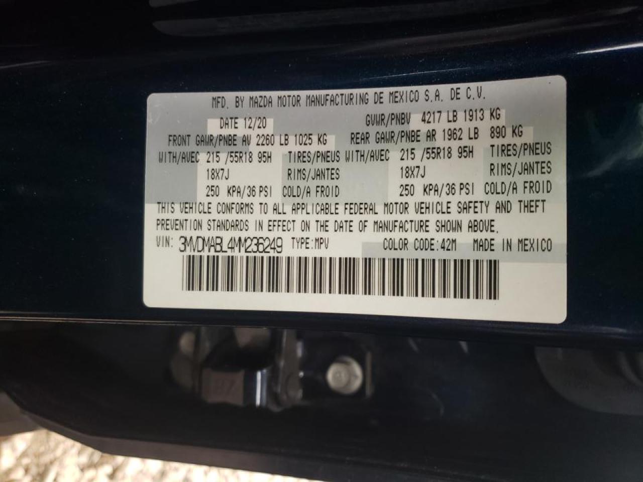 Photo 10 from auction – 2021 MAZDA CX-30 SELE with VIN 3MVDMABL4MM236249