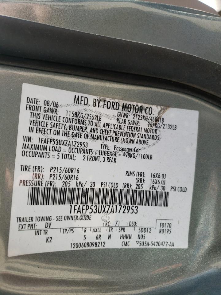 Photo 10 from auction – 2007 FORD TAURUS SE with VIN 1FAFP53UX7A172953