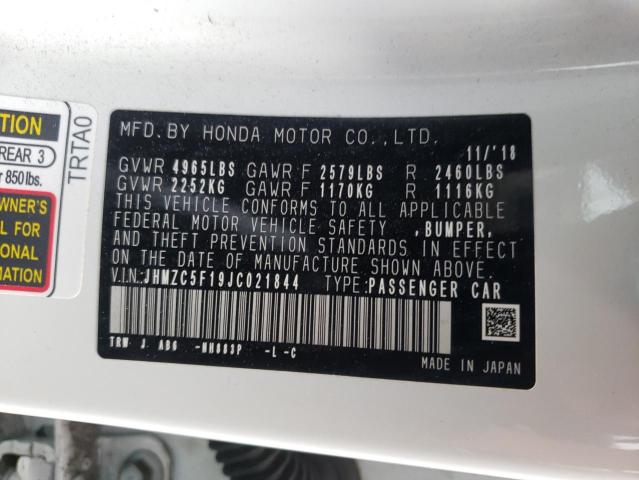 Photo 10 from auction – 2018 HONDA CLARITY with VIN JHMZC5F19JC021844